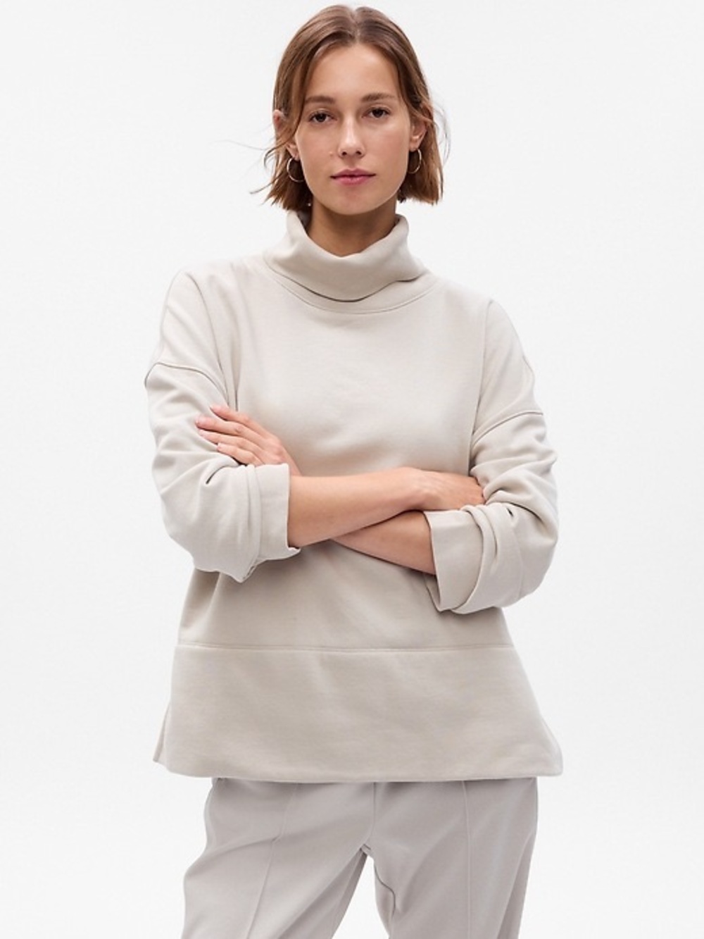 Women's Gap 24/7 Split-Hem Vintage Soft Turtleneck Pullover L